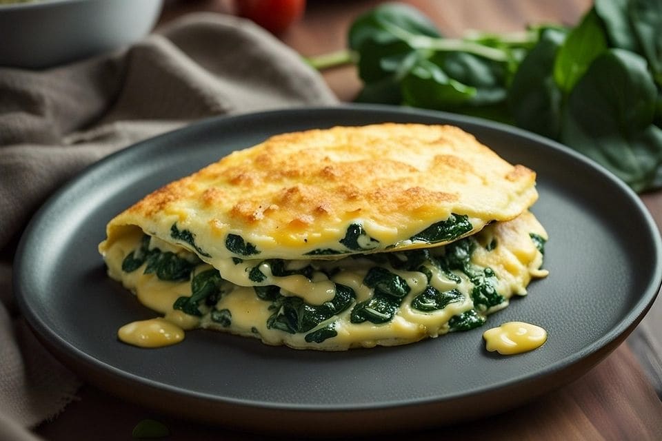 Omelett mit Spinat und Feta